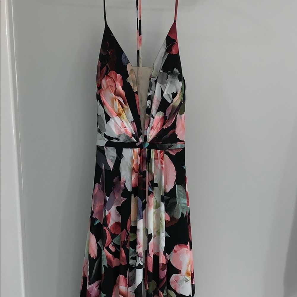 David’s Bridal Floral Lace-Up Prom Dress